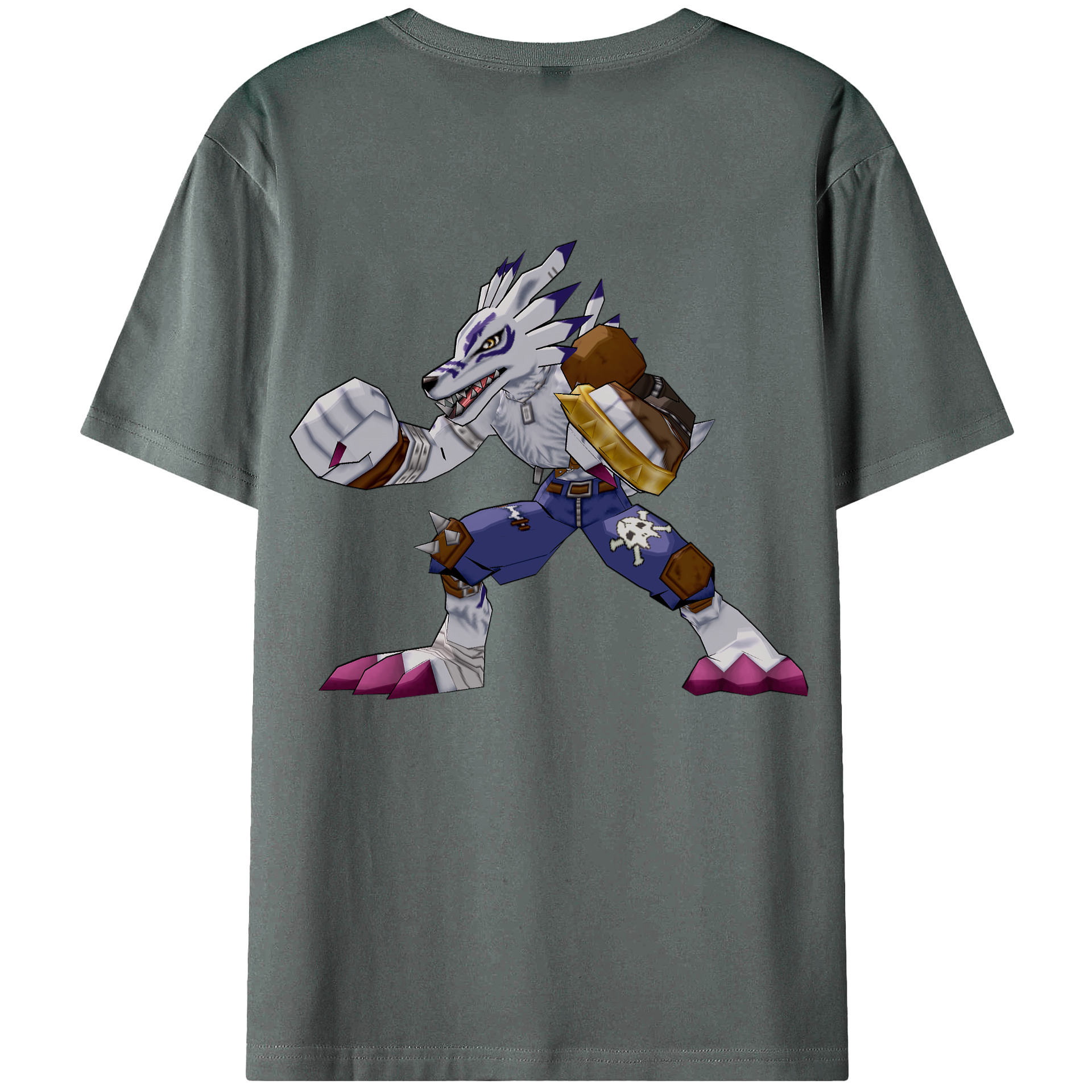 （画像用） Digimon デジタルモンスター/デジモン 綿100％ メンズ半袖Tシャツ（バックプリント） 通気性